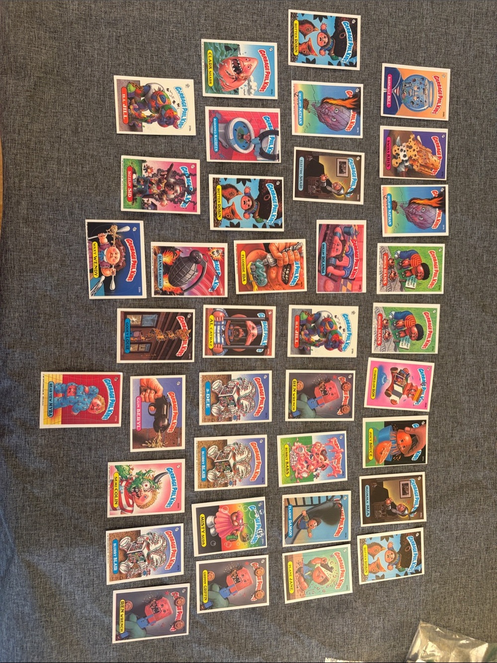 1987 Garbage pail kids series 9 assortment of 37 cards, (with duplicates)